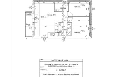 Rzut - Mieszkanie na sprzedaż 3 pokoje o powierzchni 59,64 m² - numer A2 w Bruska