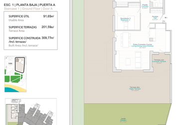 Rzut - Mieszkanie na sprzedaż 3 pokoje o powierzchni 91 m² - numer 1.0.A w Allonbay – Aura