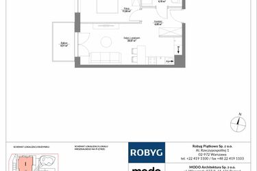 Rzut - Mieszkanie na sprzedaż 2 pokoje o powierzchni 41,5 m² - numer 4M02 w Początek Piątkowo bud. I