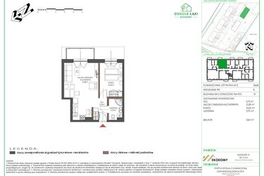 Rzut - Mieszkanie na sprzedaż 2 pokoje o powierzchni 38,86 m² - numer 8 w Osiedle Polna bud. 5