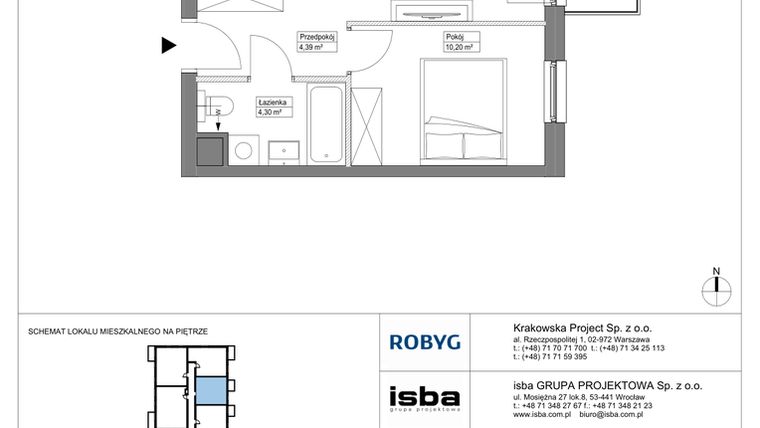 Rzut - Mieszkanie na sprzedaż 2 pokoje o powierzchni 38,79 m² - numer KR8/B/5/4 w Apartamenty Krakowska etap VIII