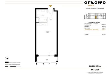 Rzut - Mieszkanie na sprzedaż 1 pokój o powierzchni 31,71 m² - numer K2.20 w Orłowo Square - Apartamenty inwestycyjne