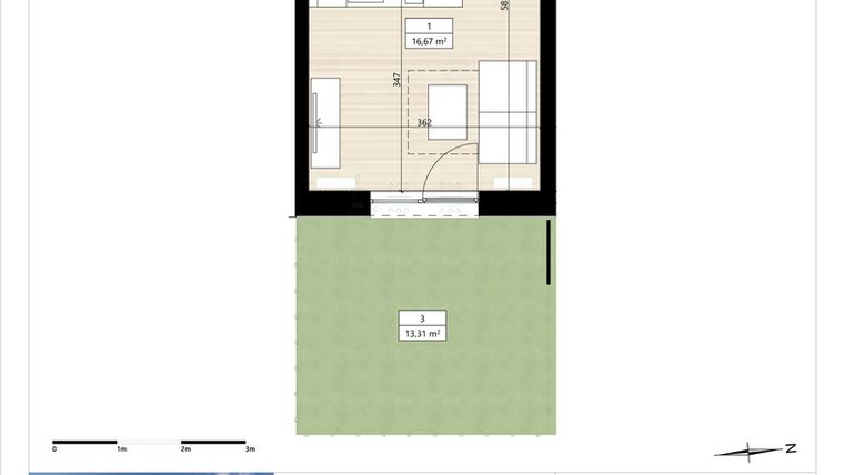 Rzut - Mieszkanie na sprzedaż 1 pokój o powierzchni 20,2 m² - numer B3/0/11 w Montano bud. B3 - apartamenty inwestycyjne