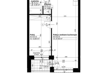 Rzut - Mieszkanie na sprzedaż 2 pokoje o powierzchni 47,39 m² - numer B/10/4 w Świerzawska 13