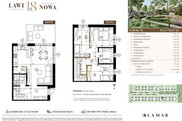 Rzut - Mieszkanie na sprzedaż 4 pokoje o powierzchni 90,35 m² - numer 5A w Lawinowa 18