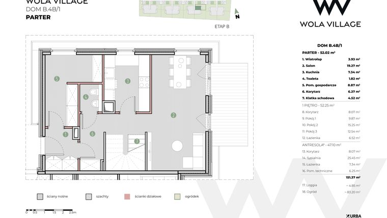 Rzut - Dom na sprzedaż 4 pokoje o powierzchni 151 m² - numer B.4B/1 w Wola Village