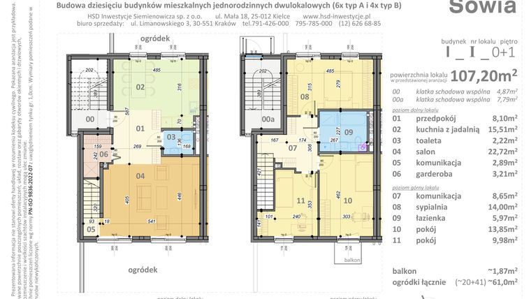 Rzut - Mieszkanie na sprzedaż 5 pokoi o powierzchni 107,2 m² - numer I1 w Sowia