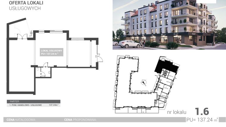 Rzut - Lokal użytkowy na sprzedaż 1 pokój o powierzchni 137,34 m² - numer U6 w Nova Port
