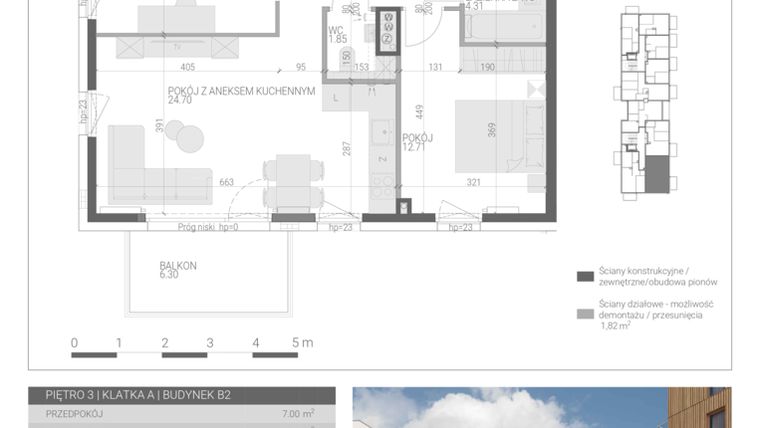 Rzut - Mieszkanie na sprzedaż 3 pokoje o powierzchni 59,8 m² - numer M-15 w Forma Augustów
