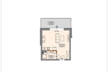 Rzut - Mieszkanie na sprzedaż 1 pokój o powierzchni 27,15 m² - numer B2.0.6.1a w Stegna Park II