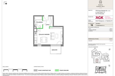 Rzut - Mieszkanie na sprzedaż 1 pokój o powierzchni 31,3 m² - numer NN-F-LM-16 w Nowa Nakielska by PHN