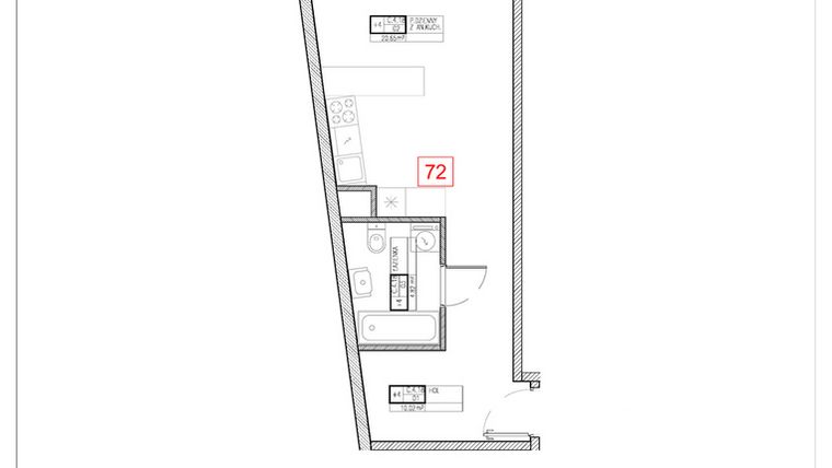 Rzut - Mieszkanie na sprzedaż 1 pokój o powierzchni 35,49 m² - numer C4.18 w Rezydencja Ogród Saski etap I i II