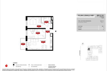 Rzut - Mieszkanie na sprzedaż 3 pokoje o powierzchni 58,07 m² - numer BR12/91 w Browary Wrocławskie 2