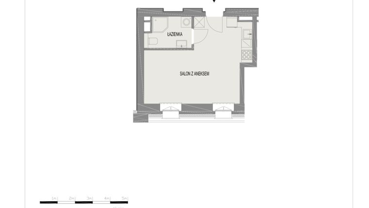 Rzut - Mieszkanie na sprzedaż 1 pokój o powierzchni 28,29 m² - numer A28 w Komuny Paryskiej 19a