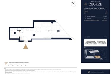 Rzut - Mieszkanie na sprzedaż 1 pokój o powierzchni 29,78 m² - numer C42 w Rezydencja Zegrze etap III