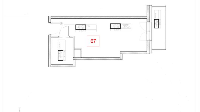Rzut - Mieszkanie na sprzedaż 1 pokój o powierzchni 25,23 m² - numer A4-16 w Rezydencja Ogród Saski etap I i II