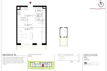 Rzut - Mieszkanie na sprzedaż 1 pokój o powierzchni 38,15 m² - numer 4 w Pękowicka 96