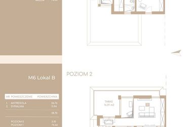 Rzut - Mieszkanie na sprzedaż 5 pokoi o powierzchni 120,49 m² - numer M6.B w Królowej Jadwigi Residence II