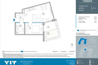 Rzut - Mieszkanie na sprzedaż 2 pokoje o powierzchni 45,87 m² - numer FA0004 w Spokojny Mokotów etap II