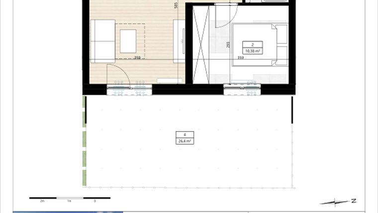 Rzut - Mieszkanie na sprzedaż 2 pokoje o powierzchni 40,41 m² - numer B4/0/8 w MONTANO lokale inwestycyjne