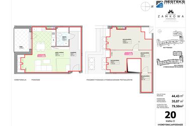 Rzut - Mieszkanie na sprzedaż 2 pokoje o powierzchni 79,5 m² - numer D.20 w Kamienica Zamkowa