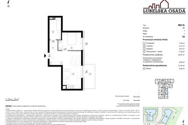 Rzut - Mieszkanie na sprzedaż 2 pokoje o powierzchni 41,09 m² - numer B5.16 w Lubelska Osada budynek B5
