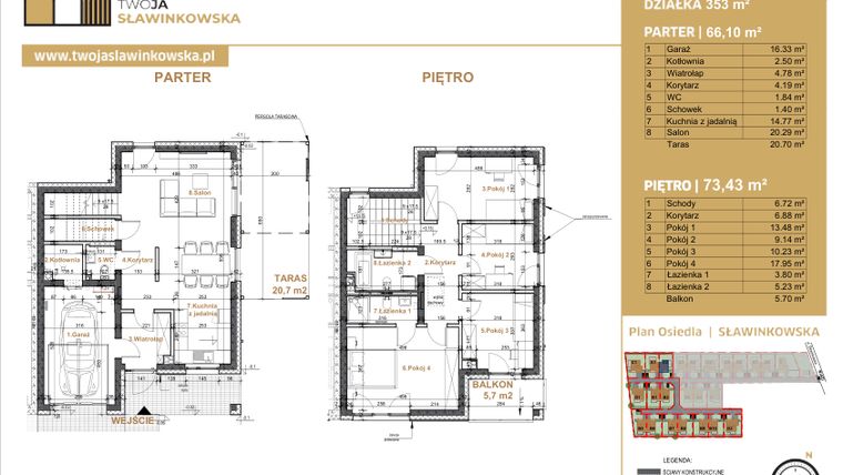 Rzut - Dom na sprzedaż 6 pokoi o powierzchni 139,53 m² - numer A2 w TwoJa Sławinkowska