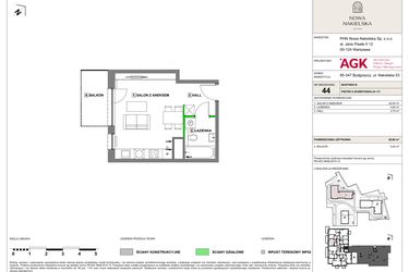 Rzut - Mieszkanie na sprzedaż 1 pokój o powierzchni 28,9 m² - numer NN-B-LM-44 w Nowa Nakielska by PHN