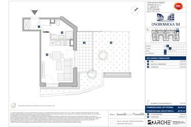 Rzut - Mieszkanie na sprzedaż 1 pokój o powierzchni 25,43 m² - numer B.40 w Osobowicka 114