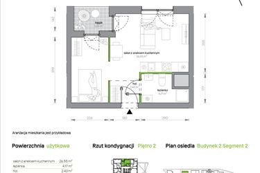 Rzut - Mieszkanie na sprzedaż 1 pokój o powierzchni 33,15 m² - numer 2.2.M10 w Morska Vita