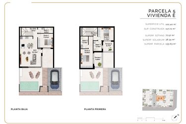 Rzut - Dom na sprzedaż 3 pokoje o powierzchni 117,72 m² - numer E w Dom szeregowy w Benijófar - 51866504