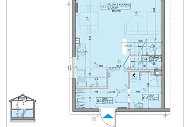 Rzut - Dom na sprzedaż 3 pokoje o powierzchni 75,74 m² - numer 26A w Zielono Mi 2 etap 2