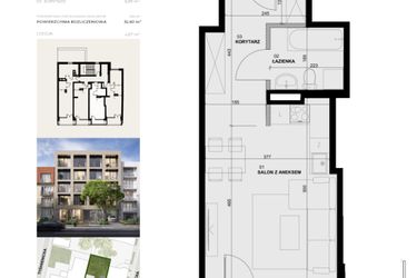 Rzut - Mieszkanie na sprzedaż 1 pokój o powierzchni 32,6 m² - numer 4M14 w Apartamentowiec Szaserów