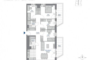 Rzut - Mieszkanie na sprzedaż 5 pokoi o powierzchni 99,98 m² - numer 7.8 w SEAHall
