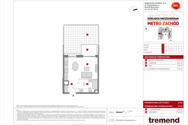 Rzut - Mieszkanie na sprzedaż 1 pokój o powierzchni 27,85 m² - numer A.6 w Dzielnica Mieszkaniowa Metro Zachód - etap 8.1
