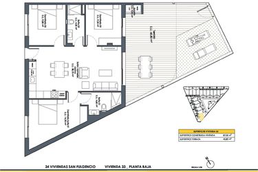 Rzut - Dom na sprzedaż 3 pokoje o powierzchni 87 m² - numer 33 w Domy w San Fulgencio - 46495750