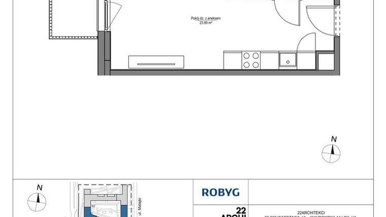Rzut - Mieszkanie na sprzedaż 1 pokój o powierzchni 28,22 m² - numer LH/LHA/D/1/4 w Lira House