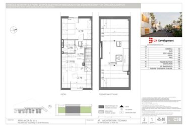 Rzut - Mieszkanie na sprzedaż 3 pokoje o powierzchni 45,4 m² - numer C.3B w Nova Wola Park