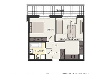 Rzut - Mieszkanie na sprzedaż 2 pokoje o powierzchni 41,79 m² - numer 72 w Osiedle Platinum III