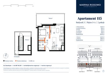 Rzut - Mieszkanie na sprzedaż 2 pokoje o powierzchni 40,43 m² - numer 115 w Apartamenty Marina Rogowo