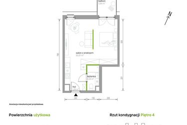 Rzut - Mieszkanie na sprzedaż 1 pokój o powierzchni 39,91 m² - numer 4/A/10 w Kijowska Vita
