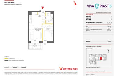 Rzut - Mieszkanie na sprzedaż 2 pokoje o powierzchni 36,23 m² - numer A.94 w Viva Piast 5