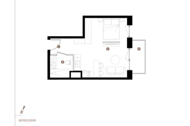 Rzut - Mieszkanie na sprzedaż 1 pokój o powierzchni 31,6 m² - numer A2.5.11 w Apartamenty Grundmanna