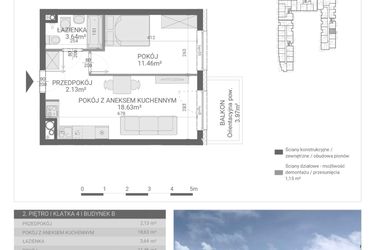 Rzut - Mieszkanie na sprzedaż 2 pokoje o powierzchni 35,86 m² - numer 104. w Osiedle Parkowa etap B