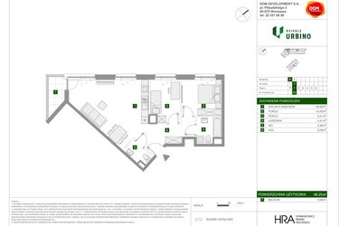 Rzut - Mieszkanie na sprzedaż 3 pokoje o powierzchni 66,22 m² - numer 2.1.A.53 w Osiedle Urbino etap II