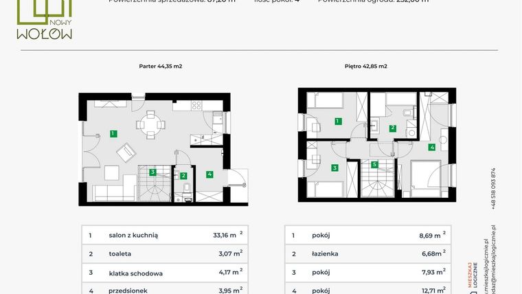 Rzut - Dom na sprzedaż 4 pokoje o powierzchni 78,47 m² - numer 46J/1 w Nowy Wołów etap II