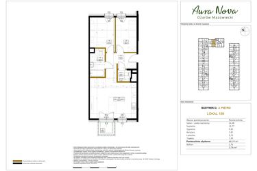 Rzut - Mieszkanie na sprzedaż 3 pokoje o powierzchni 60,19 m² - numer 189 w Aura Nova etap II