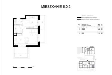 Rzut - Mieszkanie na sprzedaż 2 pokoje o powierzchni 44,85 m² - numer II.0.2 w Pryncypalna 66