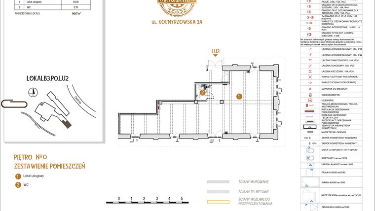 Rzut - Lokal użytkowy na sprzedaż 1 pokój o powierzchni 96,67 m² - numer B3.P0.LU.2 w Faktoria Młyn