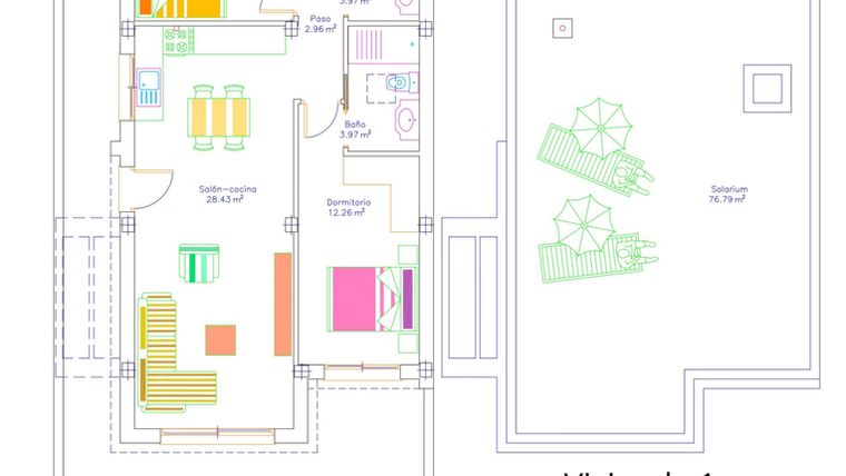 Rzut - Dom na sprzedaż 3 pokoje o powierzchni 85,45 m² - numer 1 w Willa w San Javier - 52350099